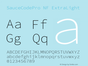 SauceCodePro NF ExtraLight Version 2.010;PS 1.000;hotconv 1.0.84;makeotf.lib2.5.63406 Font Sample