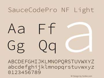 SauceCodePro NF Light Version 2.010;PS 1.000;hotconv 1.0.84;makeotf.lib2.5.63406图片样张