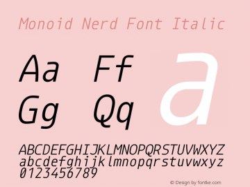 Monoid Nerd Font Italic Version 0.61;Nerd Fonts 0.7. Font Sample