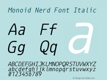 Monoid Nerd Font Italic Version 0.61;Nerd Fonts 0.7. Font Sample