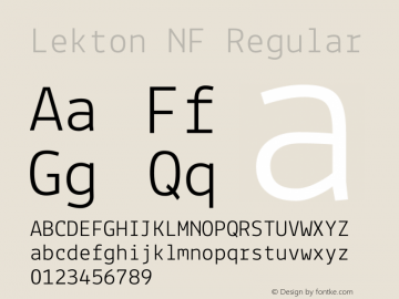 Lekton NF Regular Version 34.000 Font Sample