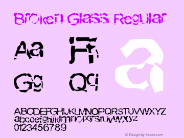 Broken Glass Regular Macromedia Fontographer 4.1 Font Sample