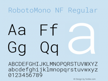 RobotoMono NF Regular Version 2.000986; 2015; ttfautohint (v1.3)图片样张