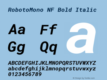 RobotoMono NF Bold Italic Version 2.000986; 2015; ttfautohint (v1.3)图片样张