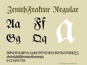 ZenithFraktur Regular 1.0 Tue May 14 20:30:43 1996 Font Sample