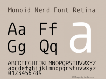 Monoid Nerd Font Retina Version 0.62;Nerd Fonts 0.7. Font Sample