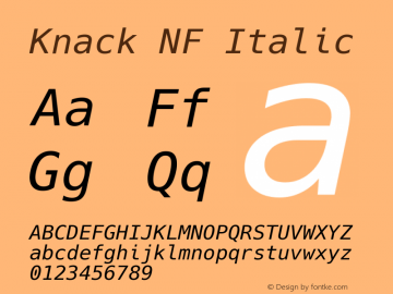Knack NF Italic Version 2.019; ttfautohint (v1.4.1) -l 4 -r 80 -G 350 -x 0 -H 145 -D latn -f latn -w G -W -t -X 