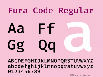 Fura Code Regular Version 1.102;PS 001.102;hotconv 1.0.88;makeotf.lib2.5.64775图片样张