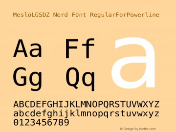MesloLGSDZ Nerd Font RegularForPowerline 1.210 Font Sample