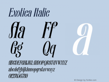 Exotica Italic Version 1.000 2016 initial release图片样张