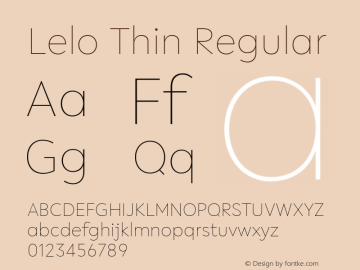 Lelo Thin Regular Version 1.003; ttfautohint (v1.4.1) Font Sample