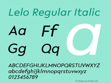 Lelo Regular Italic Version 1.003; ttfautohint (v1.4.1) Font Sample
