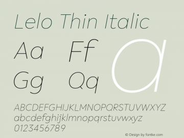 Lelo Thin Italic Version 1.003; ttfautohint (v1.4.1)图片样张