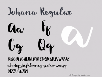 Johana Regular Version 1.000;PS 001.000;hotconv 1.0.70;makeotf.lib2.5.58329图片样张