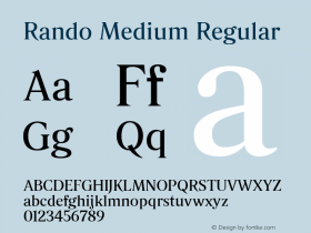 Rando Medium Regular Version 1.003; ttfautohint (v1.4.1) Font Sample