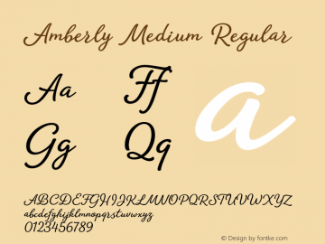 Amberly Medium Regular Version 1.000;PS 001.000;hotconv 1.0.88;makeotf.lib2.5.64775 Font Sample