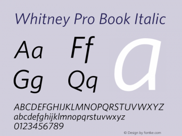 Whitney Pro Book Italic Version 2.200 Pro (Latin-X, Greek, Cyrillic-X)图片样张