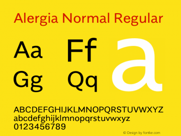 Alergia Normal Regular Version 1.000;PS 001.000;hotconv 1.0.88;makeotf.lib2.5.64775图片样张