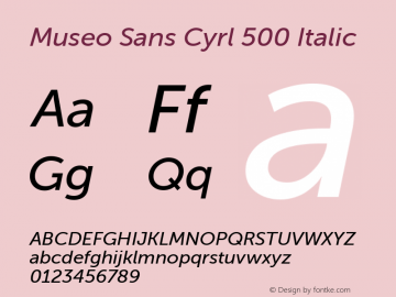 Museo Sans Cyrl 500 Italic Version 1.023图片样张