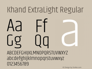 Khand ExtraLight Regular Version 1.0 Font Sample