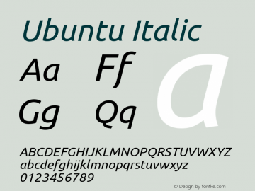 Ubuntu Italic 0.83 Font Sample