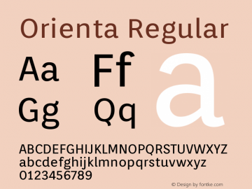 Orienta Regular Version 1.001 Font Sample