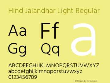 Hind Jalandhar Light Regular Version 0.702;PS 1.0;hotconv 1.0.81;makeotf.lib2.5.63406图片样张