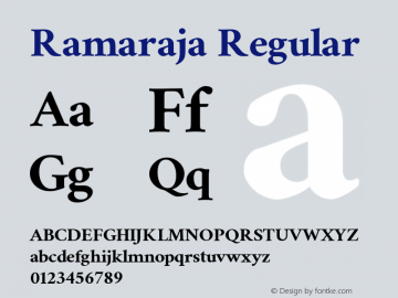 Ramaraja Regular Version 1.0.4; ttfautohint (v1.2.25-373a) -l 7 -r 28 -G 50 -x 13 -D telu -f latn -w G -X 
