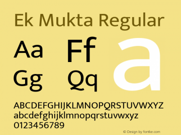 Ek Mukta Regular Version 1.2 Font Sample