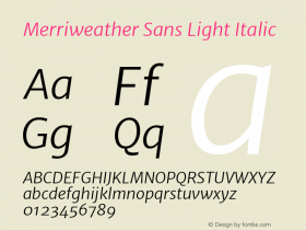 Merriweather Sans Light Italic Version 1.006; ttfautohint (v1.4.1) -l 6 -r 50 -G 0 -x 11 -H 220 -D latn -f none -w 