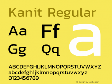 Kanit Regular Version 1.001 Font Sample