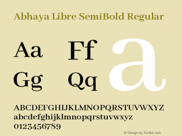 Abhaya Libre SemiBold Regular Version 1.030;PS 1.30;hotconv 1.0.81;makeotf.lib2.5.63406 Font Sample