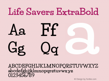 Life Savers ExtraBold Version 3.000; ttfautohint (v0.95) -l 8 -r 50 -G 200 -x 14 -w 