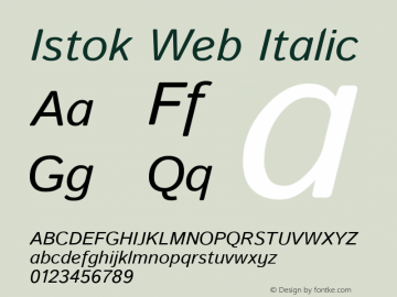Istok Web Italic Version 1.0.2g图片样张