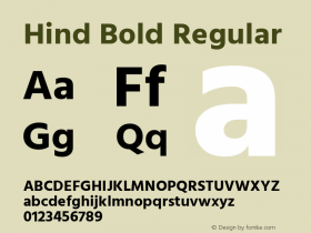 Hind Bold Regular Version 1.201;PS 1.0;hotconv 1.0.78;makeotf.lib2.5.61930; ttfautohint (v1.1) -l 7 -r 28 -G 50 -x 13 -D latn -f deva -w G Font Sample