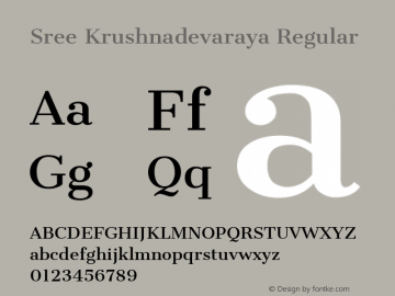 Sree Krushnadevaraya Regular Version 1.0.5; ttfautohint (v1.2.42-39fb)图片样张