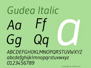 Gudea Italic Version 1.002 Font Sample