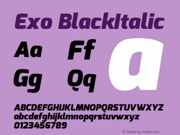 Exo BlackItalic Version 1.00图片样张