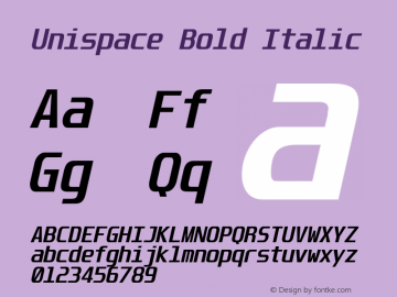 Unispace Bold Italic OTF 4.000;PS 001.001;Core 1.0.29图片样张