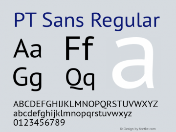PT Sans Regular Version 2.003W OFL Font Sample