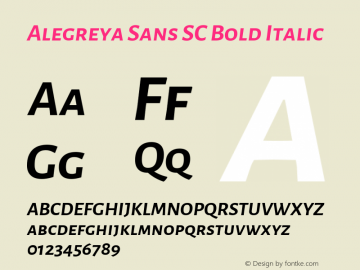Alegreya Sans SC Bold Italic Version 1.000;PS 001.000;hotconv 1.0.70;makeotf.lib2.5.58329 DEVELOPMENT; ttfautohint (v0.97) -l 8 -r 50 -G 200 -x 17 -f dflt -w G -W图片样张