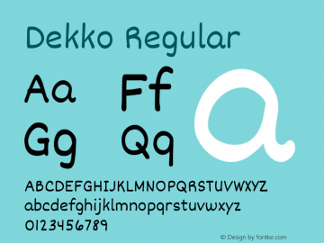 Dekko Regular Version 1.001; ttfautohint (v1.1) -l 8 -r 50 -G 0 -x 0 -D deva -f latn -w gG -W Font Sample