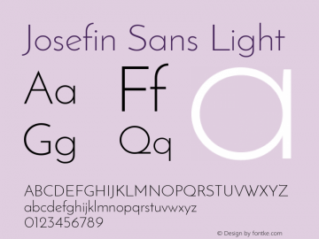 Josefin Sans Light Unknown Font Sample