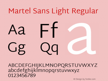 Martel Sans Light Regular Version 1.001; ttfautohint (v1.1) -l 5 -r 5 -G 72 -x 0 -D latn -f none -w gGD -W -c图片样张