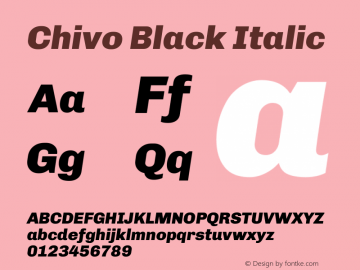 Chivo Black Italic 1.000 Font Sample