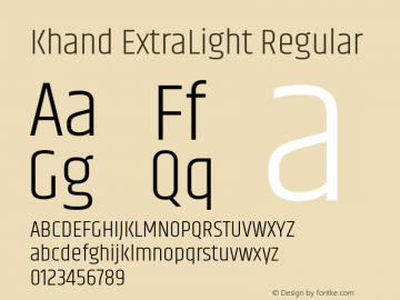 Khand ExtraLight Regular Unknown Font Sample