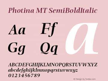 Photina MT SemiBoldItalic Version 001.003图片样张