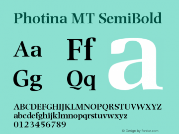 Photina MT SemiBold Version 001.003图片样张