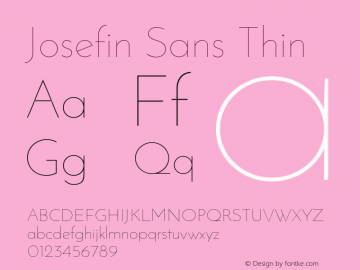 Josefin Sans Thin Version 1.0 Font Sample