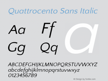 Quattrocento Sans Italic Version 2.000图片样张